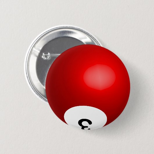 Nummer 3 Rode Pool Ball Button (Voorkant /achterkant)