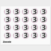 Nummer 3 roze sticker (Vel)