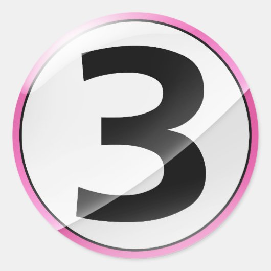 Nummer 3 roze sticker (Voorkant)