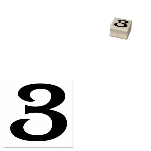 Nummer 3 Rubber Art Stempel (Gestempeld)