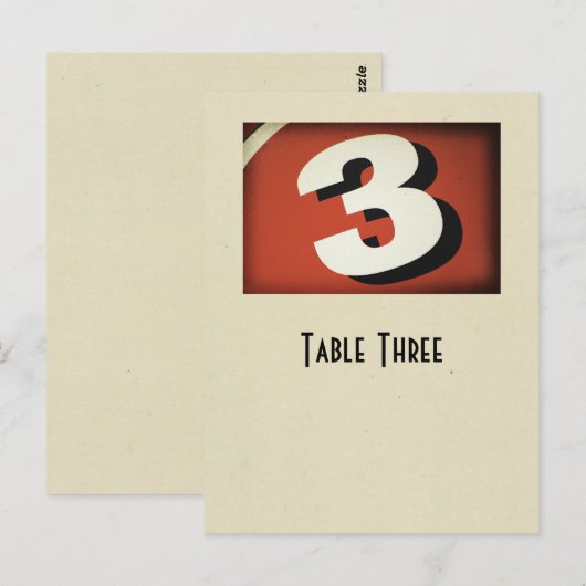 Nummer 3 tabel reëel ivoor briefkaart (Voorkant / Achterkant)