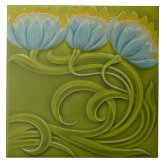 Nummer 3 van 3 Repo German Art Nouveau Jugendstil Tegeltje (Voorkant)