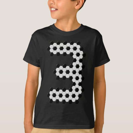 Nummer 3 Voetbal Patroonbakken Kinder 3 jaar oud T-shirt (Voorkant)