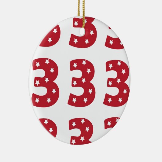 Nummer 3 - Witte sterren op donkerrood Keramisch Ornament (Rechts)