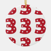 Nummer 3 - Witte sterren op donkerrood Keramisch Ornament (Voorkant)