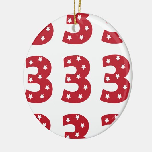 Nummer 3 - Witte sterren op donkerrood Keramisch Ornament (Links)