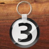 Nummer 3 zwart Sleutelhanger (Voorkant)