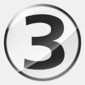Nummer 3 Zwarte sticker (Voorkant)