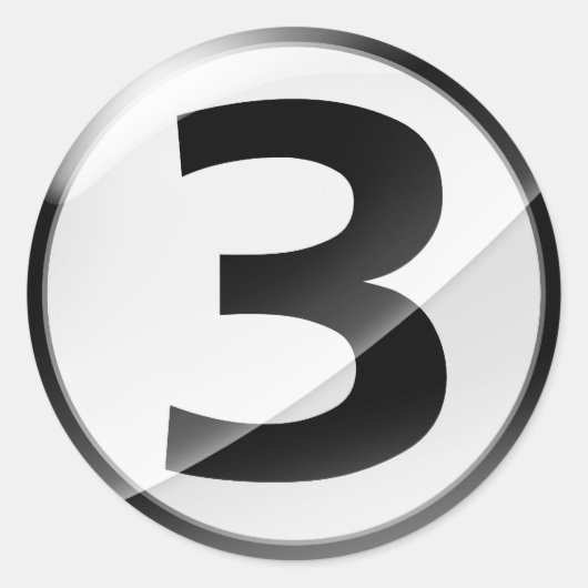 Nummer 3 Zwarte sticker (Voorkant)