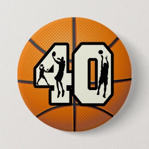 Nummer 40 Basketball Ronde Button 7,6 Cm
