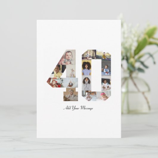 Nummer 40 Fotocollage Feestdagenkaart (Staand voorkant)
