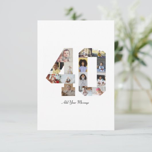 Nummer 40 Fotocollage Kaart (Staand voorkant)