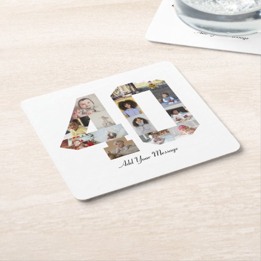 Nummer 40 Fotocollage Kartonnen Onderzetters (Schuin)