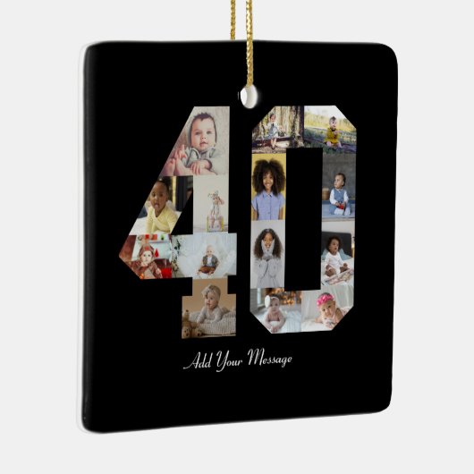 Nummer 40 Fotocollage Keramisch Ornament (Rechts)
