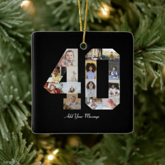 Nummer 40 Fotocollage Keramisch Ornament