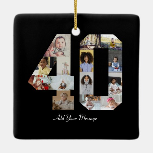 Nummer 40 Fotocollage Keramisch Ornament (Achterkant)