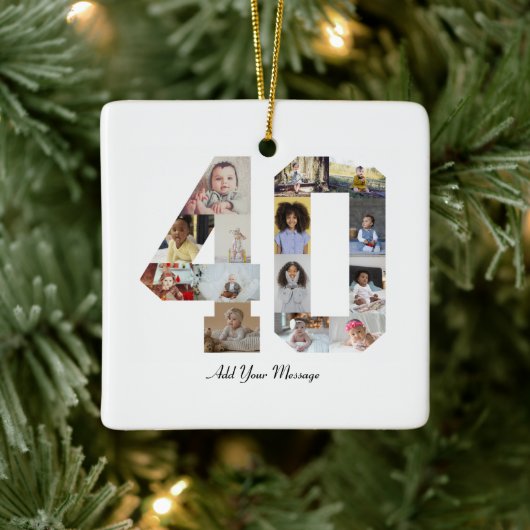 Nummer 40 Fotocollage Keramisch Ornament (Boom)