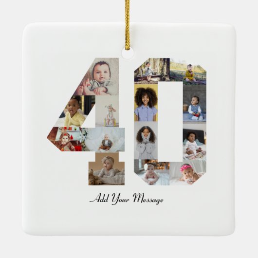Nummer 40 Fotocollage Keramisch Ornament (Achterkant)