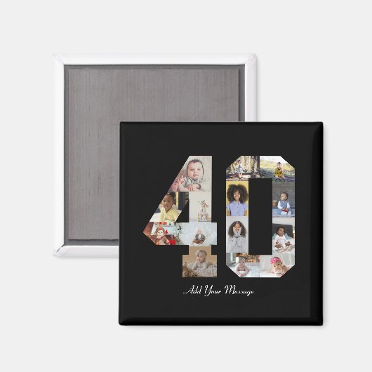 Nummer 40 Fotocollage Magneet (Voorkant / Achterkant)