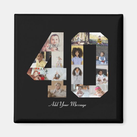 Nummer 40 Fotocollage Magneet (Voorkant)