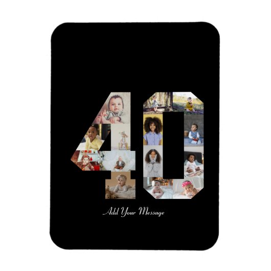 Nummer 40 Fotocollage Magneet (Verticaal)
