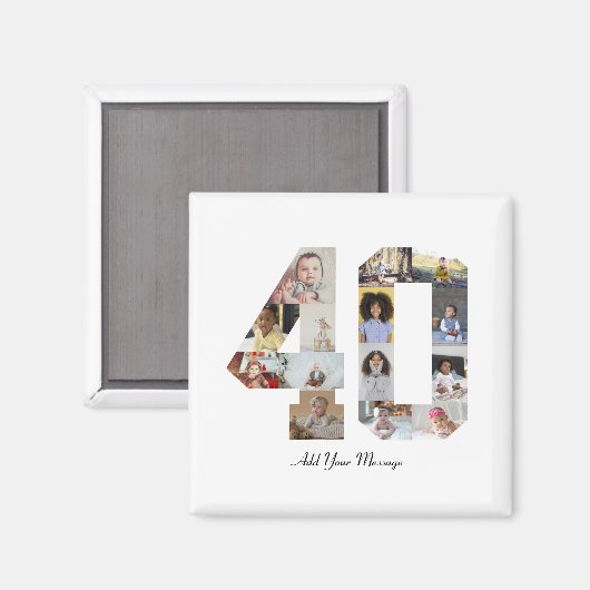 Nummer 40 Fotocollage Magneet (Voorkant / Achterkant)