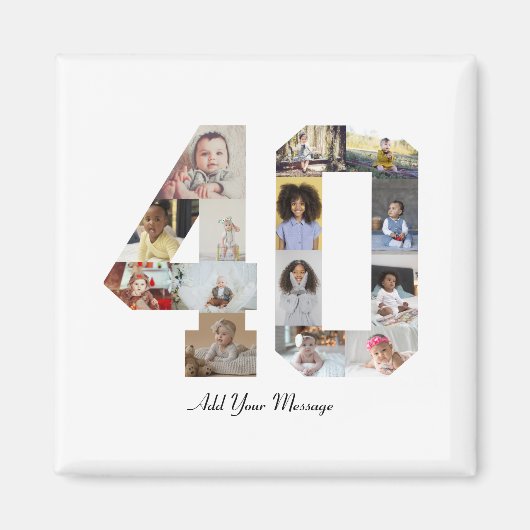 Nummer 40 Fotocollage Magneet (Voorkant)