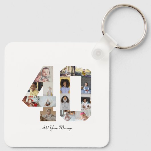 Nummer 40 Fotocollage Sleutelhanger (Achterkant)