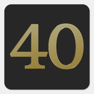 Nummer 40 Gouden Vierkante Sticker