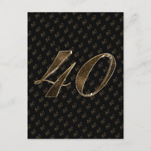 Nummer 40 Zwart Goud 40e Verjaardag Jubileum Briefkaart