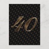 Nummer 40 Zwart Goud 40e Verjaardag Jubileum Briefkaart (Voorkant)