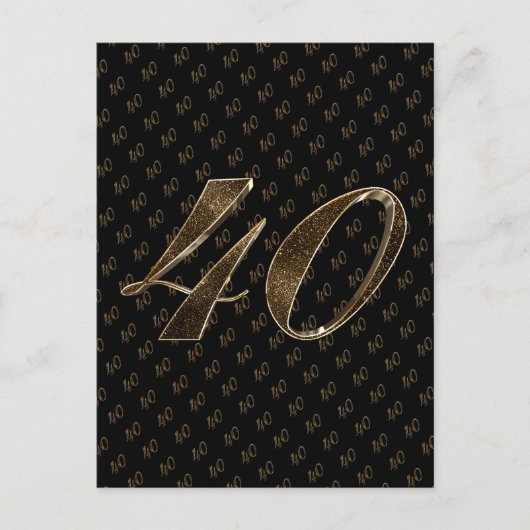 Nummer 40 Zwart Goud 40e Verjaardag Jubileum Briefkaart (Voorkant)
