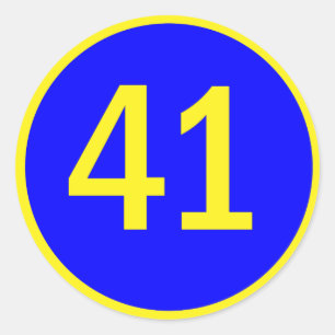 nummer 41 in een cirkel ronde sticker