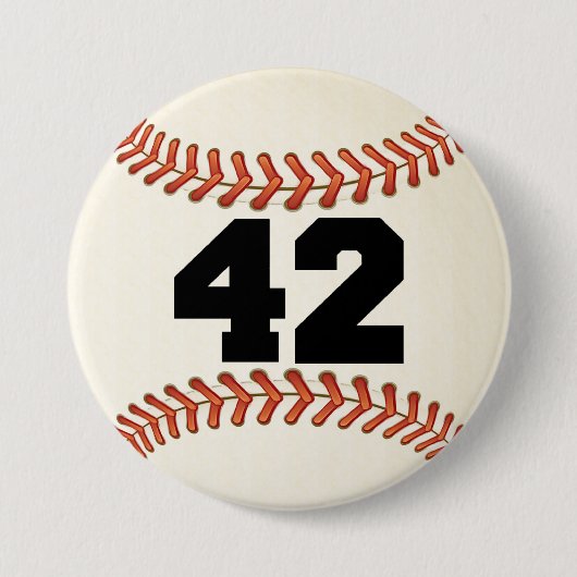 Nummer 42 Baseball Ronde Button 7,6 Cm (Voorkant)