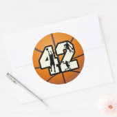Nummer 42 Basketball Ronde Sticker (Envelop)