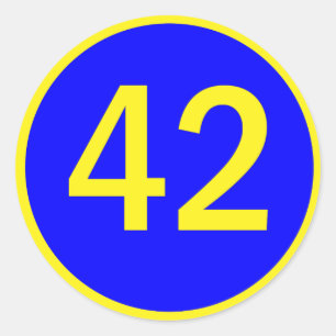 Nummer 42 in een cirkel ronde sticker