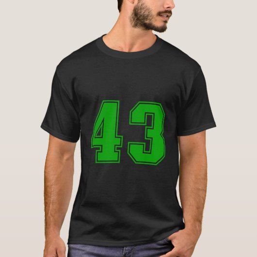 Nummer 43 Groene Sport Fan Jersey Nummer T-shirt (Voorkant)