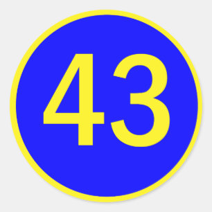 Nummer 43 in een cirkel ronde sticker