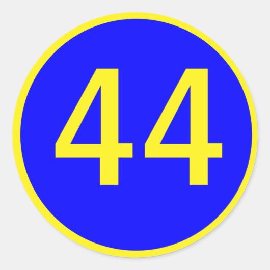 Nummer 44 in een cirkel ronde sticker (Voorkant)