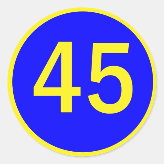 Nummer 45 in een cirkel ronde sticker (Voorkant)