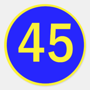 Nummer 45 in een cirkel ronde sticker