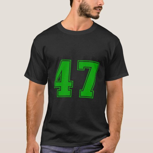 Nummer 47 Groene Sport Fan Jersey Nummer T-shirt (Voorkant)