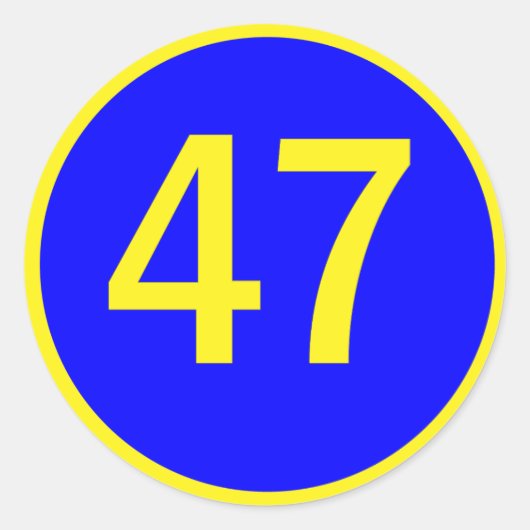 nummer 47 in een cirkel ronde sticker (Voorkant)
