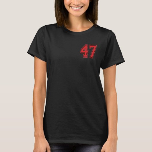 Nummer 47 in het rood t-shirt (Voorkant)