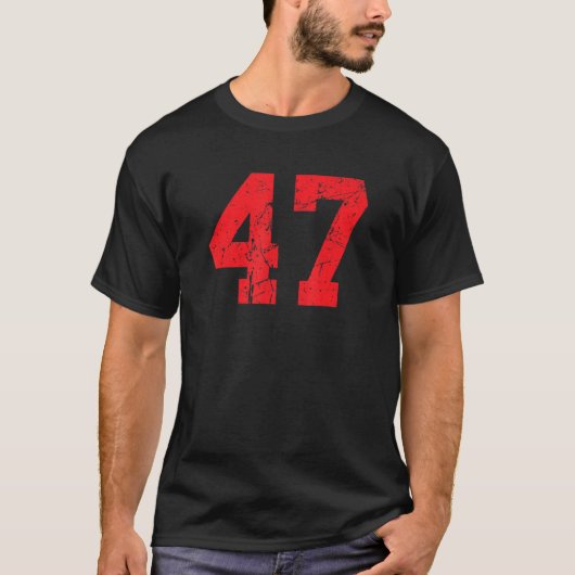Nummer #47 Sport Jersey Red Distsed  Lu T-shirt (Voorkant)