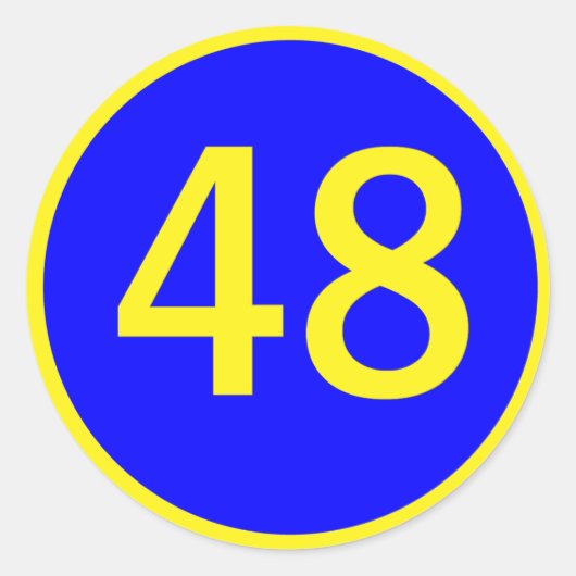 Nummer 48 in een cirkel ronde sticker (Voorkant)