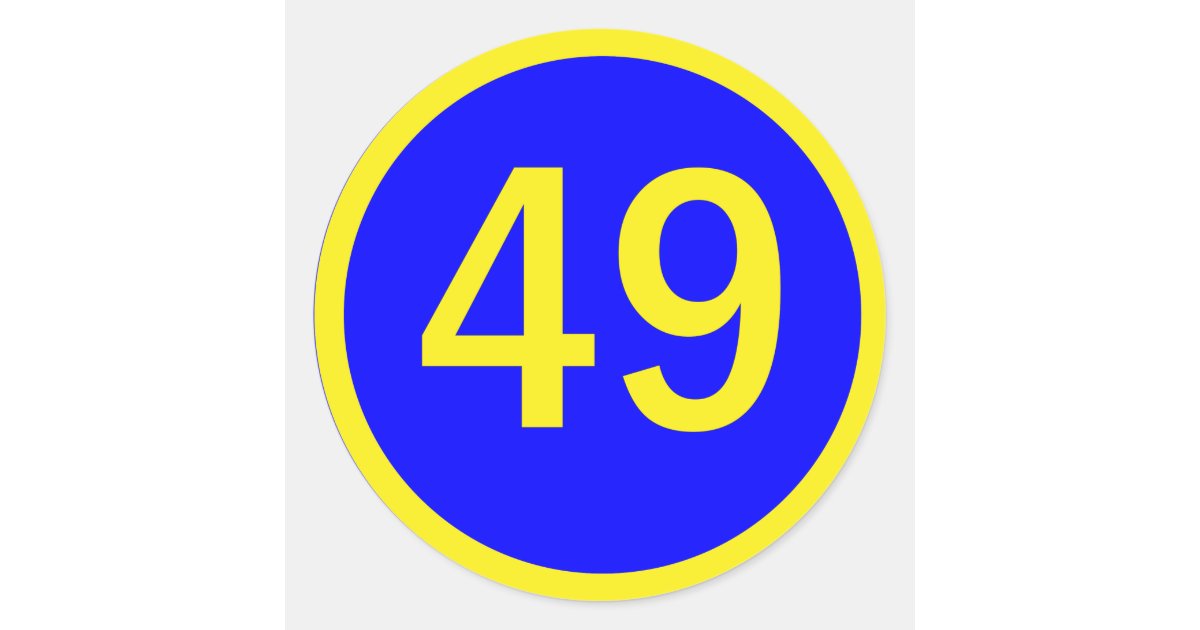 Vooruitzien Bruin levenslang nummer 49 in een cirkel ronde sticker | Zazzle.nl