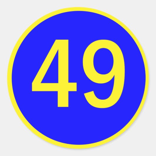 Nummer 49 in een cirkel ronde sticker (Voorkant)