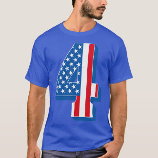  Nummer 4 Amerikaanse vlagtekst T-shirt