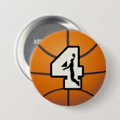 Nummer 4 Basketball en speler Ronde Button 7,6 Cm (Voorkant /achterkant)